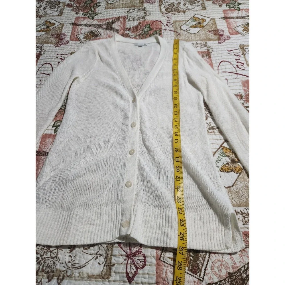 GAP Women's Linen Cotton Knit Cardigan Long Sleeve‎ V-Neck White Size M